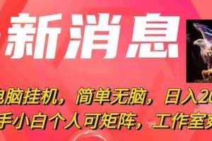 （10800期）最新电脑挂机，简单无脑，日入2000+适合新手小白个人可矩阵，工作室模…