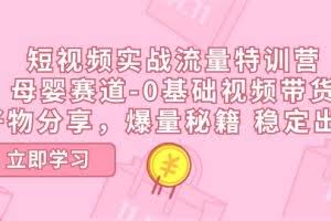 （11373期）短视频实战流量特训营，母婴赛道-0基础带货，好物分享，爆量秘籍 稳定出单