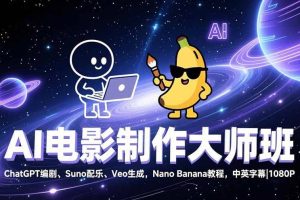 （17011期）AI电影制作大师班：ChatGPT编剧、Suno配乐、Veo生成，Nano Banana教程，中英字幕|1080P