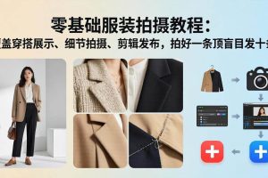 （17829期）零基础服装拍摄教程：覆盖穿搭展示、细节拍摄、剪辑发布，拍好一条顶盲目发十条