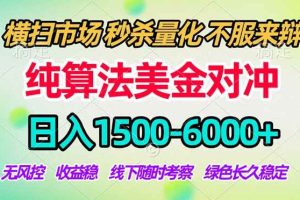 （17755期）2026美金掘金新风口-纯算法对冲震撼上线！日入1500-6000+，长久合规稳健，轻松摆脱死工资